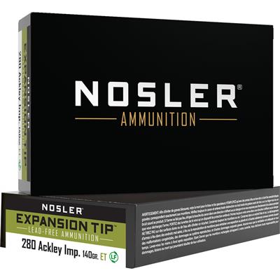 Nosler Expansion Tip Rifle Ammunition 280 Ack Imp 140 gr. ET SP 20 rd.