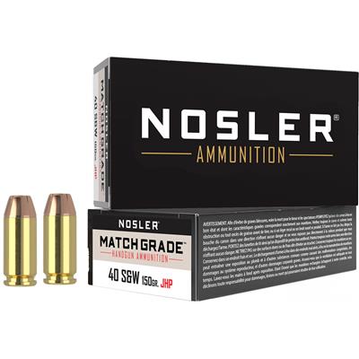 Nosler Match Grade Handgun Ammunition 40 S&W 150 gr. HG JHP 50 rd.