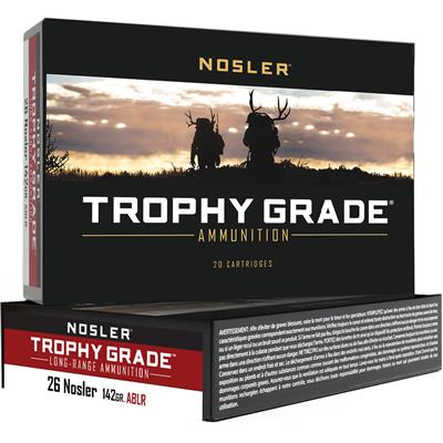 Nosler Trophy Grade Long Range Rifle Ammunition 26 Nosler 142 gr. ABLR SP 20 rd.