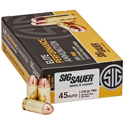 Sig Sauer Elite Ball Performance Pistol Ammo 45 ACP 230 gr. FMJ 50 rd.