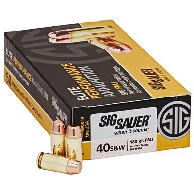 Sig Sauer Elite Ball Performance Pistol Ammo 40S&W 180 gr. FMJ 50 rd.