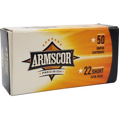 Armscor Rimfire Ammo 22 Short 29 gr. Copper Plated 50 rd.