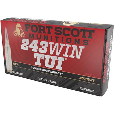 Fort Scott Munitions Rifle Ammo 243 Win. 58 gr. TUI 20 rd.