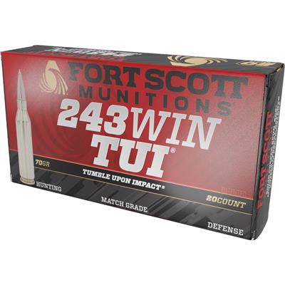 Fort Scott Munitions Rifle Ammo 243 Win. 70 gr. TUI 20 rd.