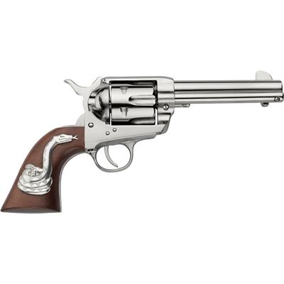 Pietta 1873 Wild West Revolver 45 Long Colt 4.75 in. Nickel Walnut Grip w/Snake