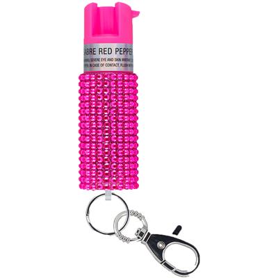 Sabre Jeweled Pepper Spray with Snap Clip Pink