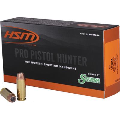 HSM Pro Pistol Hunter Ammunition 10mm Auto Sierra JHP 180 gr. 50 rd.