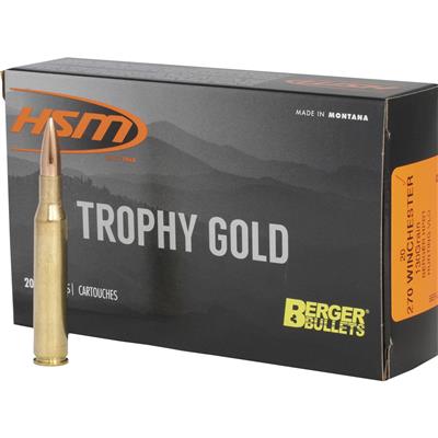 HSM Trophy Gold Rifle Ammunition 270 Win. Berger 130 gr. 20 rd.