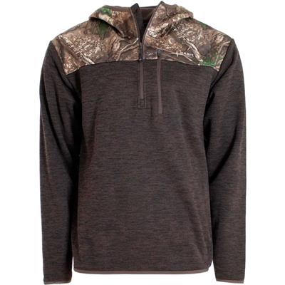 Habit Men's 1/4 Zip Hooded Fleece Pullover M-Realtree APX / Turkish Coffee