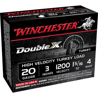 Winchester Double X High Velocity Turkey Load 20 ga. 3 in. 1 5/16 oz. 4 Shot 10 rd.