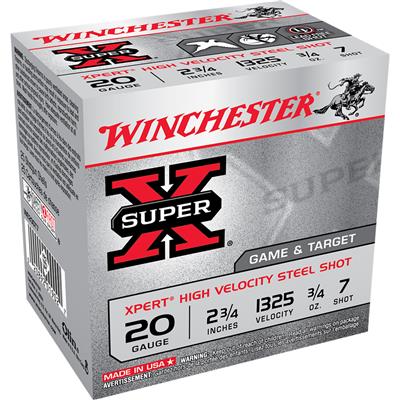 Winchester Super-X Xpert Hi-Velocity Steel 20 ga. 2.75 in. 3/4 oz. 7 Shot 25 rd.