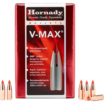 Hornady V-Max Bullets 22 Cal. .224 50 gr. V-Max 100 Box