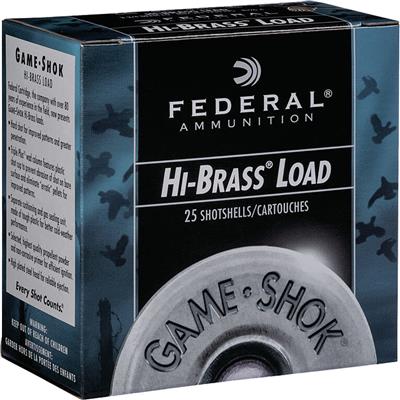 Federal Game-Shok Hi-Brass Load 12 ga. 2.75 in. 1 1/4 oz. 4 Shot 25 rd.