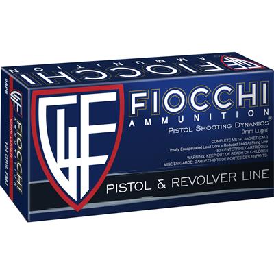 Fiocchi Range Dynamics Pistol Ammo 9mm 124 gr. FMJ 50 rd.