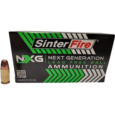 Sinterfire NXG Lead Free Ball Pistol Ammo 9mm 100 gr. Lead Free Ball 50 rd. Brass Case