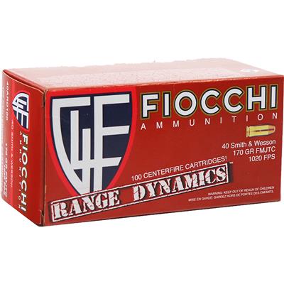 Fiocchi Range Dynamics Pistol Ammo 40 S&W 170 gr. FMJTC 100 rd.