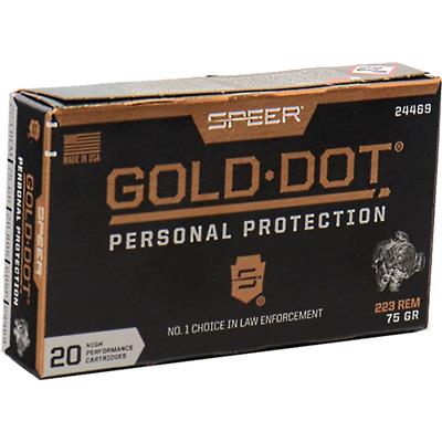 Speer Gold Dot Rifle Ammo 223 Rem. 75 gr. Speer Gold Dot 20 rd.