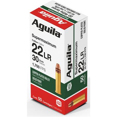 Aguila Special Supermaximum Rimfire Ammo 22 LR. 30 gr. Solid 50 rd.