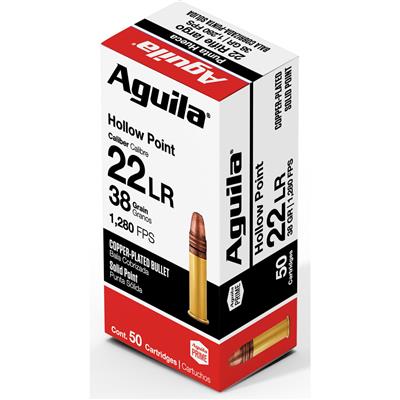 Aguila Standard High Velocity Rimfire Ammo 22 LR. 38 gr. HV HP 50 rd.