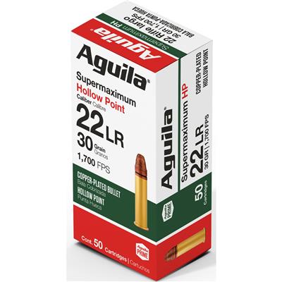 Aguila Special Supermaximum Rimfire Ammo 22 LR. 30 gr. HP 50 rd.