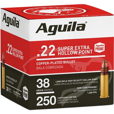 Aguila Standard High Velocity Rimfire Ammo 22 LR. 38 gr. HV HP 250 rd.