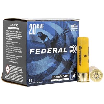 Federal Game Shok Hi Brass Load 20 ga. 3 in. 1 1/4 oz. 6 Shot 25 rd.