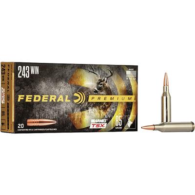 Federal Premium Rifle Ammo 243 Win. 85 gr. Barnes TSX 20 rd.