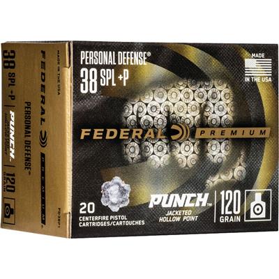 Federal Premium Punch Pistol Ammo 38 Spcl. 120 gr. JHP 20 rd.