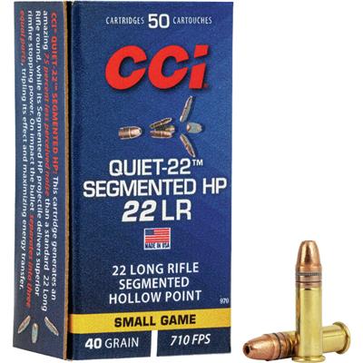 CCI Quiet-22 Rimfire Ammo 22 LR. 40 gr. Segmented HP 50 rd.