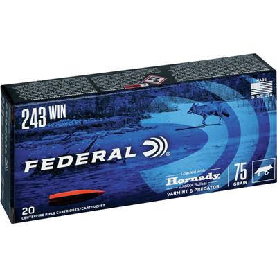 Federal Varmint & Predator Ammo 243 Win. 75 gr. V-Max 20 rd.