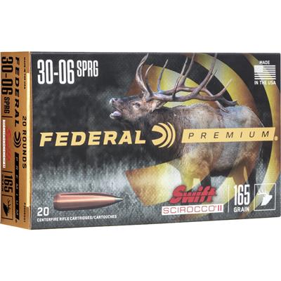 Federal Premium Rifle Ammo 30-06 Sprg. 165 gr. Swift Scirocco 20 rd.