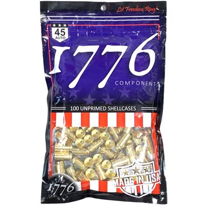 1776 USA Unprimed Brass 45 ACP 100 pc.