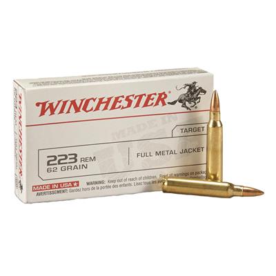 Winchester USA Rifle Ammo 223 Rem. 62 gr. FMJ 20 rd.