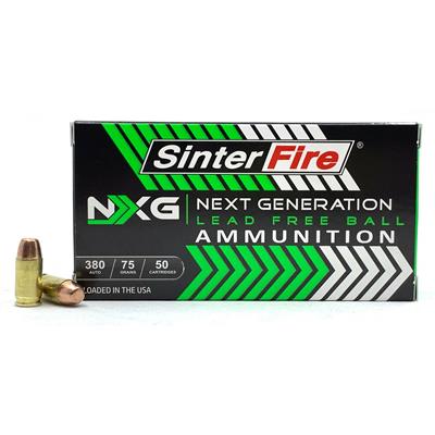 Sinterfire NXG Lead Free Ball Pistol Ammo 380 ACP 75 gr. Lead-Free Ball 50 rd.