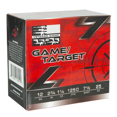 Veteran Ammo Game & Target Load 12 ga. 2.75 in. 1 1/8 oz. 1300 FPS 7.5 Shot 25 rd.