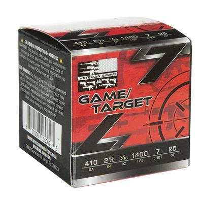 Veteran Ammo Game & Target Load 410 ga. 2.5 in. 7/16 oz. 1400 FPS 7 Shot 25 rd.