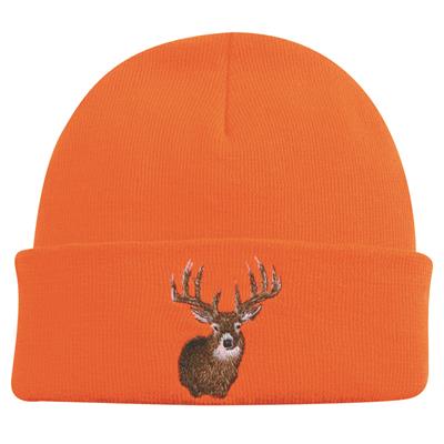 Outdoor Cap Knit Watch Cap w/Deer Blaze Orange