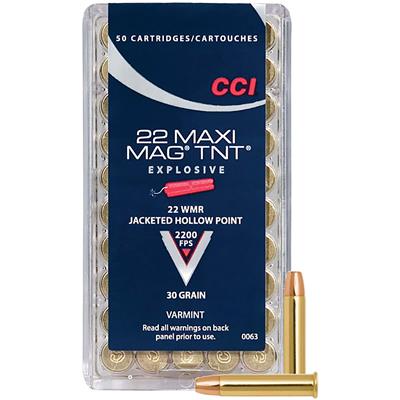 CCI Maxi-Mag TNT Rimfire Ammo 22 Mag 30 gr. Jacketed Hollow Point 50 rd.