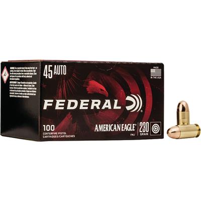 Federal American Eagle Pistol Ammo 45 ACP 230 gr. FMJ 100 rd.