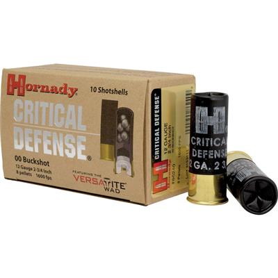 Hornady Critical Defense Buckshot Load 12 Gauge 2.75 in. 8 Pellets 00 Buck 10 rd.