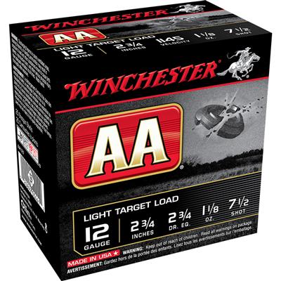 Winchester AA Light Target Load 12 Gauge 2.75 in. 1 1/8 oz. 7.5 Shot 25 rd.