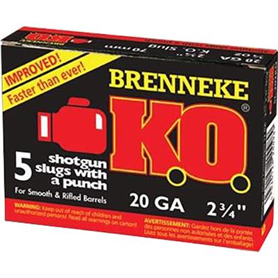 Brenneke KO Slugs 20 ga. 2 3/4 in. 3/4 oz. 5 rd.