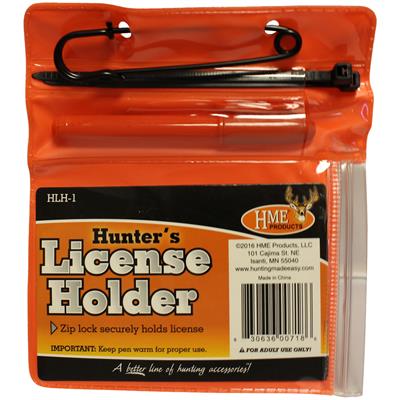 HME License Holder Combo License Holder with Pen & Zip Ties