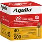 Aguila Standard High Velocity Rimfire Ammo 22 LR. 40 gr. HV SP 500 rd.